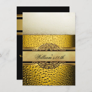 Invitation Mans Beer Black Gold fête d'anniversaire Tous les 