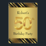 Invitation Mans Black and Gold 50th Birthday Party<br><div class="desc">Belle et classe noir et or 50ème anniversaire invitation fête. Cette invitation à la fête du 50e anniversaire,  riche et élégante,  en noir et or,  est facilement customisée pour votre événement. en choisissant le style de police,  le libellé,  etc. de votre choix.</div>