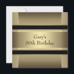 Invitation Mans Black Gold 50th Birthday Party<br><div class="desc">Man's gold and black stripes classy fiftieth birthday party invitation.</div>