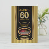 Invitation Mans Black Gold 60e fête d'anniversaire (Debout devant)