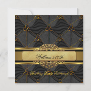 Invitation Mans Black Gold Anniversaire Fête Hommes