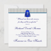 Invitation Mans Bleu Marine Gris En Mémoire Affectueuse Memor (Dos)