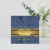 Invitation Mans Blue Black Gold fête d'anniversaire Hommes 2 (Debout devant)