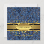 Invitation Mans Blue Black Gold fête d'anniversaire Hommes 2 (Devant)
