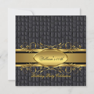 Invitation Mans Brown Black Gold fête d'anniversaire Hommes