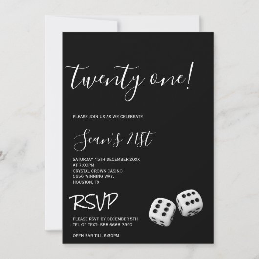 Invitation Man's Casino 21e fête d'anniversaire (Devant)