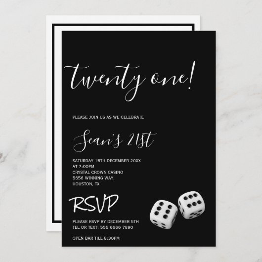 Invitation Man's Casino 21e fête d'anniversaire (Devant / Derrière)