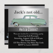 Invitation Mans Classic Voiture Fête d'anniversaire (Devant / Derrière)