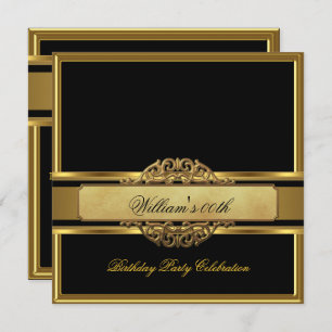 Invitation Mans Elegant Black Gold Hommes de fête d'anniversa