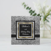 Invitation Mans Elegant Black Gold Silver Hommes de fête d'an (Debout devant)