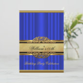 Invitation Mans Elegant Blue Gold Anniversaire Hommes (Debout devant)