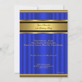 Invitation Mans Elegant Blue Gold Anniversaire Hommes (Dos)