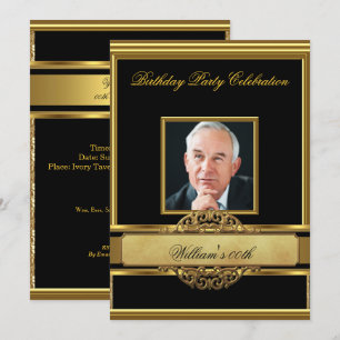 Invitation Mans Elegant Gold Birthday Party Hommes Photo 2