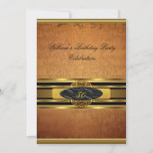 Invitation Mans Elegant Rustic Brown Gold Anniversaire Hommes (Devant)