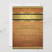 Invitation Mans Elegant Rustic Brown Gold Anniversaire Hommes (Dos)