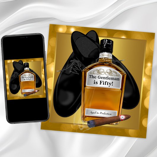 Invitation Mans Gold 50th Birthday Party