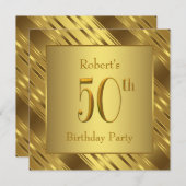 Invitation Mans Gold 50th Birthday Party (Devant / Derrière)