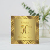 Invitation Mans Gold 50th Birthday Party (Debout devant)