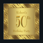 Invitation Mans Gold 50th Birthday Party<br><div class="desc">Belle invitation à la fête du 50e anniversaire en or. Cette invitation à la fête du 50ème anniversaire en or pur et élégant est facilement customisée pour votre événement. en choisissant le style de police,  le libellé,  etc. de votre choix.</div>