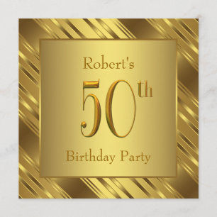 Invitation Mans Gold 50th Birthday Party