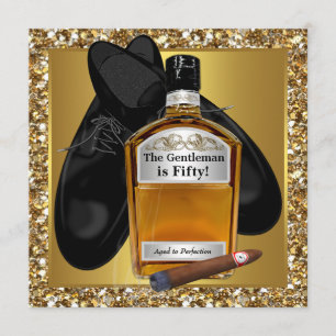 Invitation Mans Gold à la Perfection 50e fête d'anniversaire