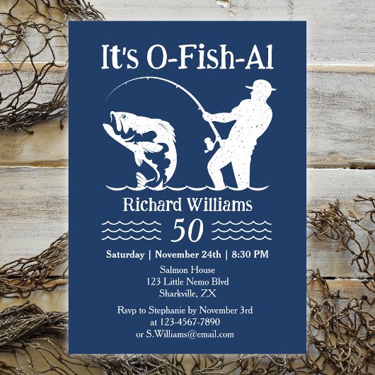 Invitation Man's It's O-fish-al Fisherman 50ème anniversaire 