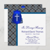 Invitation Mans Marine Blue Grey En Mémoire D'Amour (Devant / Derrière)