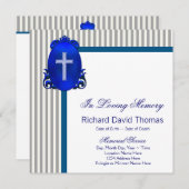 Invitation Mans Marine Blue Grey En Mémoire D'Amour (Devant / Derrière)