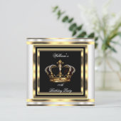 Invitation Mans Noir Argent Blanc Or Anniversaire Prince King (Debout devant)
