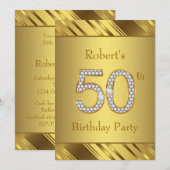 Invitation Mans Pure Gold 50e fête d'anniversaire (Devant / Derrière)