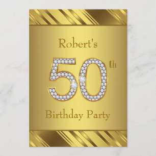 Invitation Mans Pure Gold 50e fête d'anniversaire
