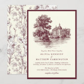 Invitation Mansion Venue Old Money Aesthetic Burgund Wedding  (Devant / Derrière)