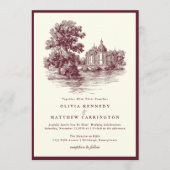 Invitation Mansion Venue Old Money Aesthetic Burgund Wedding  (Devant)
