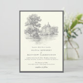 Invitation Mansion Venue Old Money Aesthetic Ivory Wedding  (Debout devant)