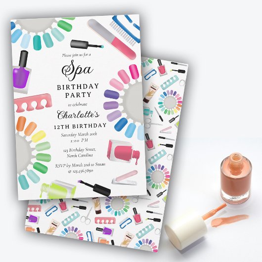 Invitation Manucure Pédicure Fille Spa Anniversaire