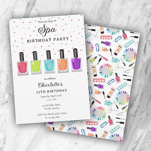 Invitation Manucure Pédicure Fille Spa Fête d'anniversaire