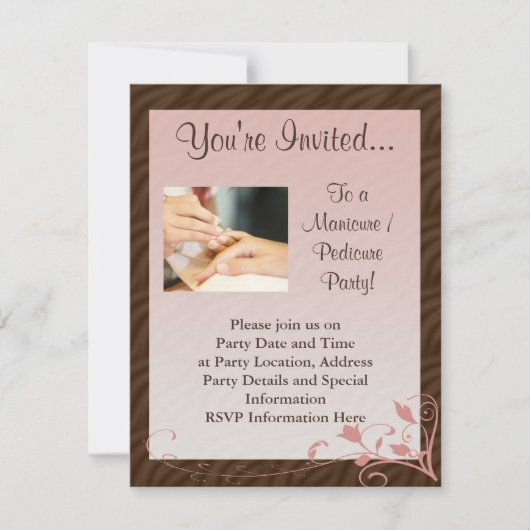 Invitation Manucure rose et Brown Manucure pédicure Invitatio (Devant)