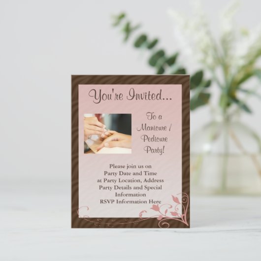 Invitation Manucure rose et Brown Manucure pédicure Invitatio (Debout devant)