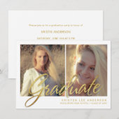 Invitation Manuscrit 2019 de la feuille d'or 2-Photo de Faux (Devant / Derrière)