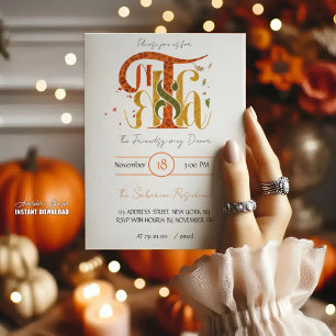 Invitation Manuscrit Élégant Merci Feuillage d'Automne