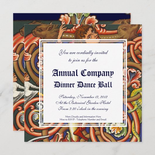 Invitation Manuscrit médiéval Élégant Danser Nobleman (Devant / Derrière)