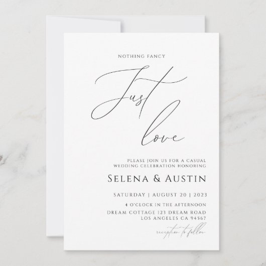 Invitation Manuscrit Minimaliste Rien de Fantaisie (Devant)