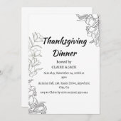 Invitation manuscrite au dîner de Thanksgiving (Devant / Derrière)