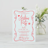 Invitation manuscrite bleue pour une fête de Noël (Debout devant)