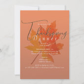 Invitation Maple Leaf Burange Orange Thanksgiving Dîner (Devant)