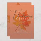Invitation Maple Leaf Burange Orange Thanksgiving Dîner (Devant / Derrière)