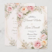 Invitation Maquette de carton d'invitation de mariage floral (Devant / Derrière)