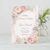 Invitation Maquette de carton d'invitation de mariage floral (Debout devant)