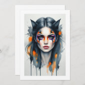 Invitation maquillage chat halloween (Devant / Derrière)