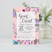 Invitation Maquillage d'aquarelle peint à la main par une fil (Debout devant)